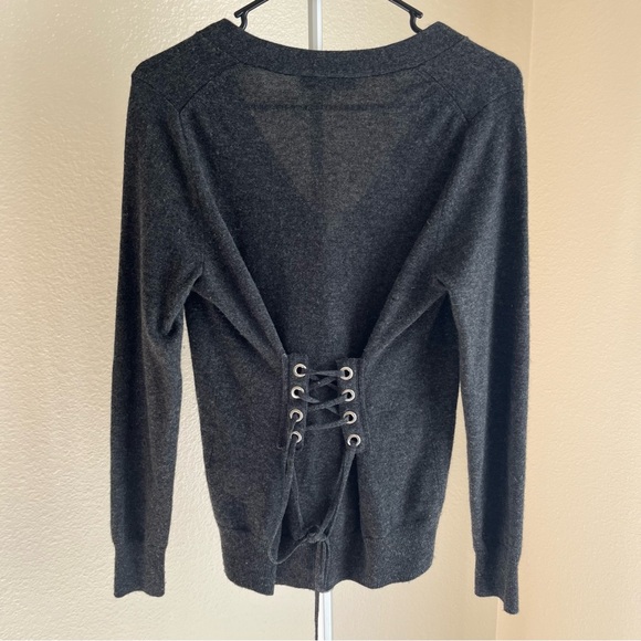 Sandro Sweaters - Sandro Paris Ivana Lace-up Corset Back Wool-cashmere Cardigan Sz 1